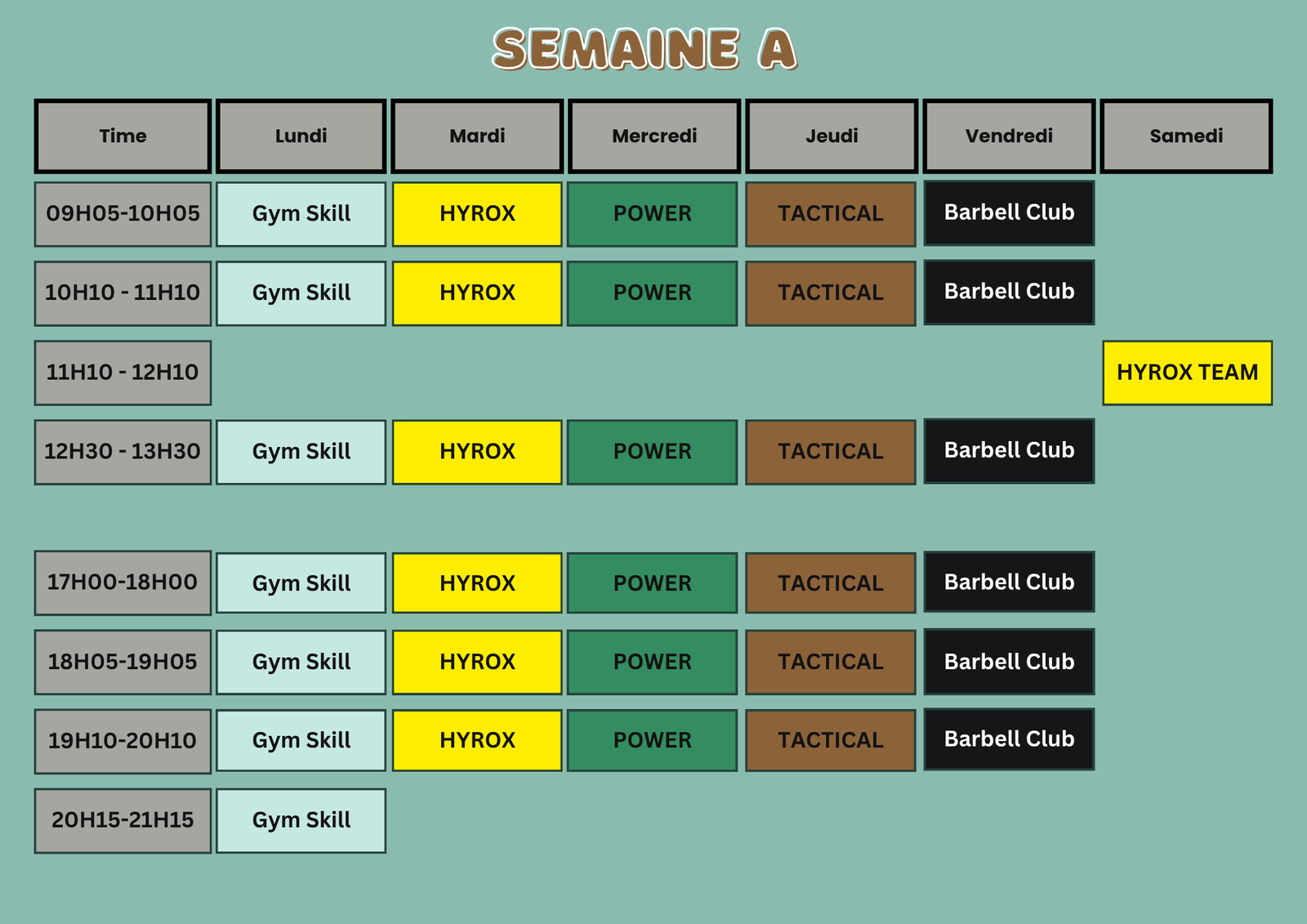 Planning Semaine A